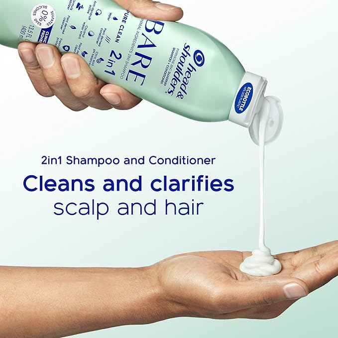 Head & Shoulders Anti-Dandruff Shampoo and Conditioner, BARE Pure Clean 2-in-1 Twin Pack, 1% Pyrithione Zinc, Scalp Care, Sulfate-Free, Silicone-Free, 13.5 fl oz Each