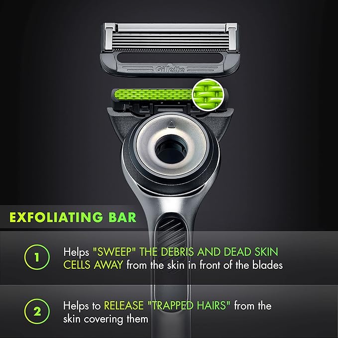 Gillette Labs Mens Razor with Exfoliating Bar, Shaving Kit for Men, Includes 1 Handle, 2 Razor Blade Refills, 1 Premium Magnetic Stand