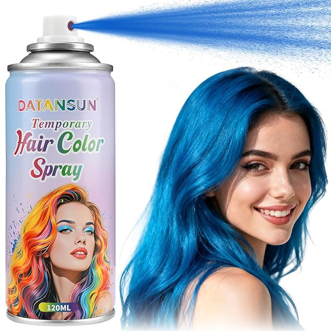 Blue Hair Spray【Instant Color】【Skin Friendly】【Easy To Clean】【Large Capacity】Washable Hair Color Spray For Women/Men 4.06 oz，07 Blue