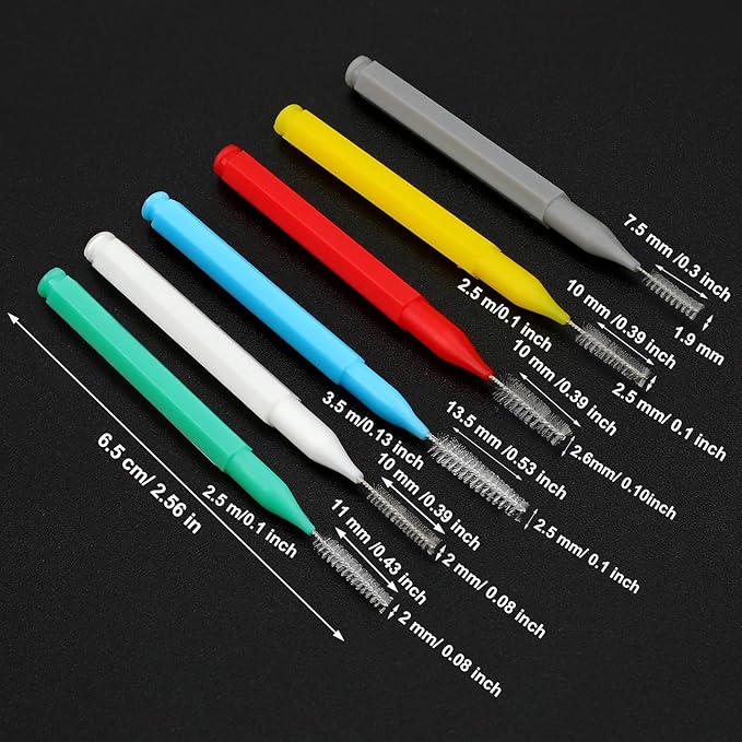 Patelai 100 Pieces Braces Brush for Cleaner Interdental Brush Toothpick Dental Tooth Flossing Head Oral Dental Hygiene Flosser Toothpick Cleaners Tooth Tool(Assorted Colors,Multiple Sizes)