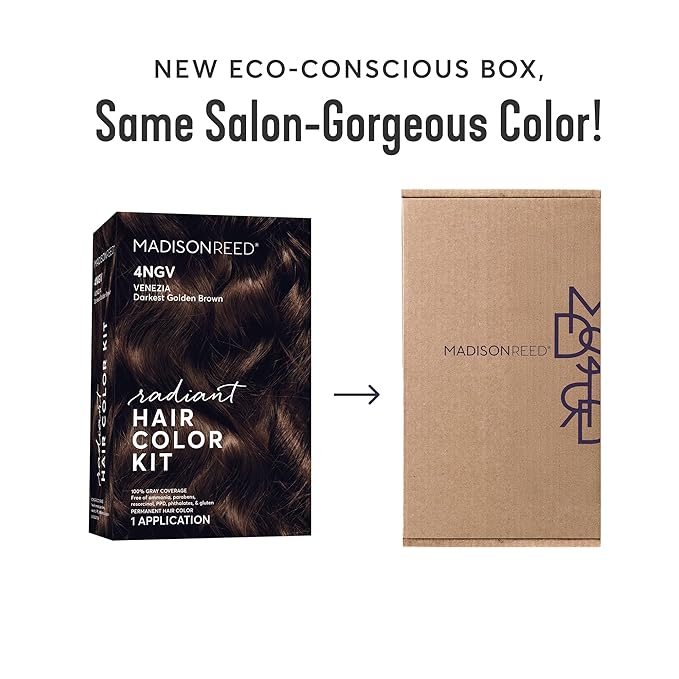 Madison Reed Radiant Hair Color Kit - 4NGV Darkest Golden Brown with Warm Tones (Venezia Brown), Dimensional Gray Hair Blending Permanent Hair Dye, PPD-Free & Ammonia-Free, 1 Pack