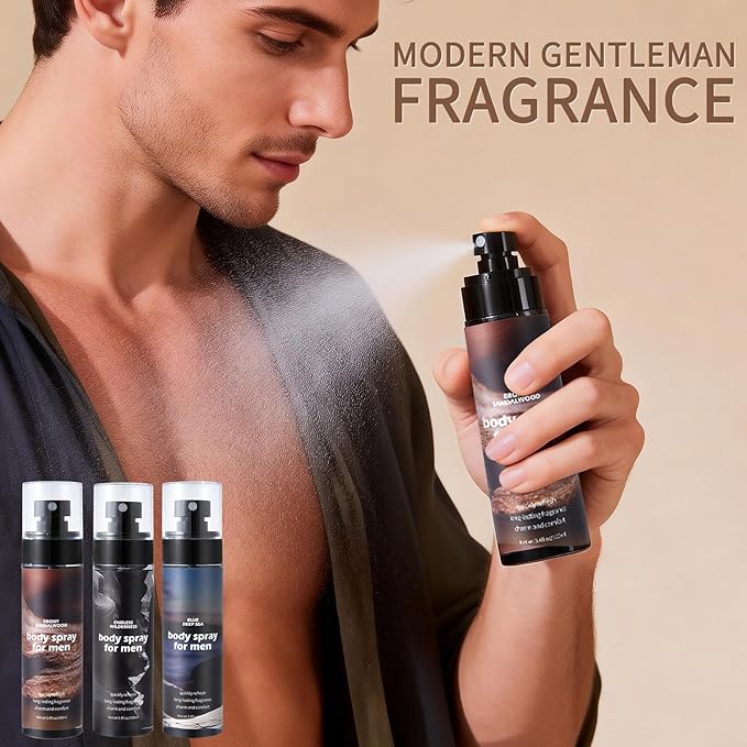 Body Spray For Men, Aluminum Free Deodorant for Men, Mens Body Spray, Powerful Freshness Gentle Formula, Alcohol-Free Suitable for All Skin Types 3.4fl.oz*3pcs