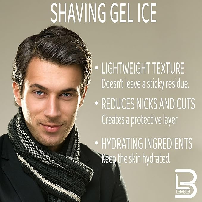 L3 - Level 3 Shaving Gel - Straight Razor Shave Gel - Non-Irritating - Refreshing Smell - No Hot Towel Necessary - Level Three Razor Gel (Ice - Large)