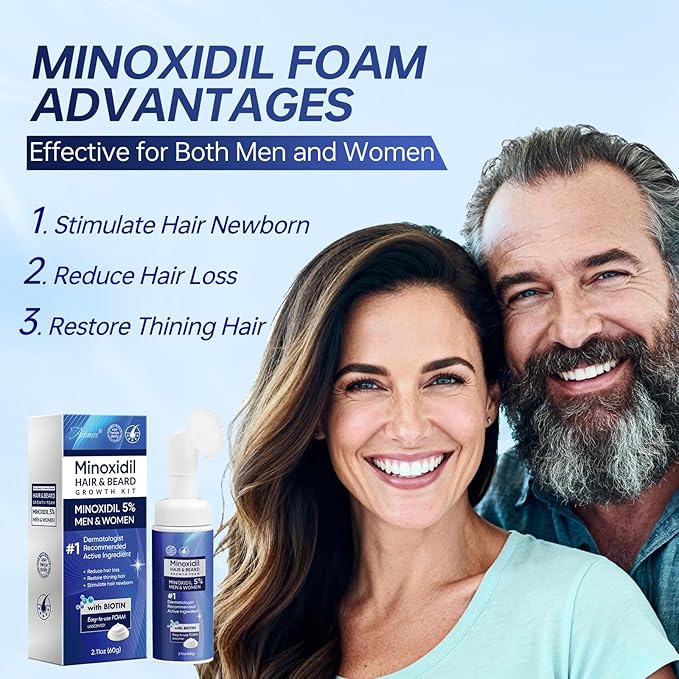 5% Minoxidil Foam for Men and Women, Minoxidil for Men Foam for Hair and Beard, Minoxidil for Women Hair Growth (2 Ounce)