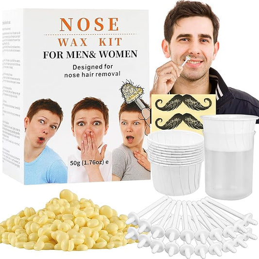 Nose Wax Kit from CoFashion - 50g Wax for Hair Removal, 20 Applicators (Up to 20 Uses), 10 Paper Cups for Nose and Ear Waxing