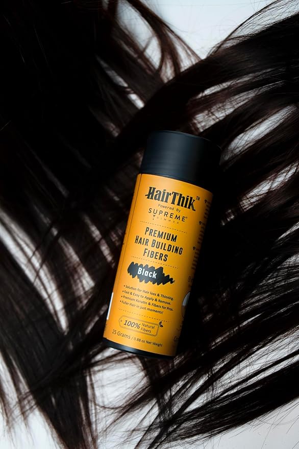 Supreme Trimmer Hair Building Fibers - Instantly Fill in Fine or Thinning Hair for Thicker, Natural, Fuller-Looking Hair for Men & Women – Hair Thinning & Balding Solution | Black, 25 Grams