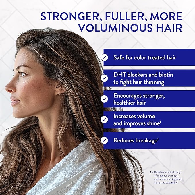 Routine Wellness Anti-Thinning Shampoo for Thinning Hair - Biotin DHT Blocker Women & Men - Color Safe Shampoo for Hair Loss & Healthy Hair - Rose Hips - 14oz