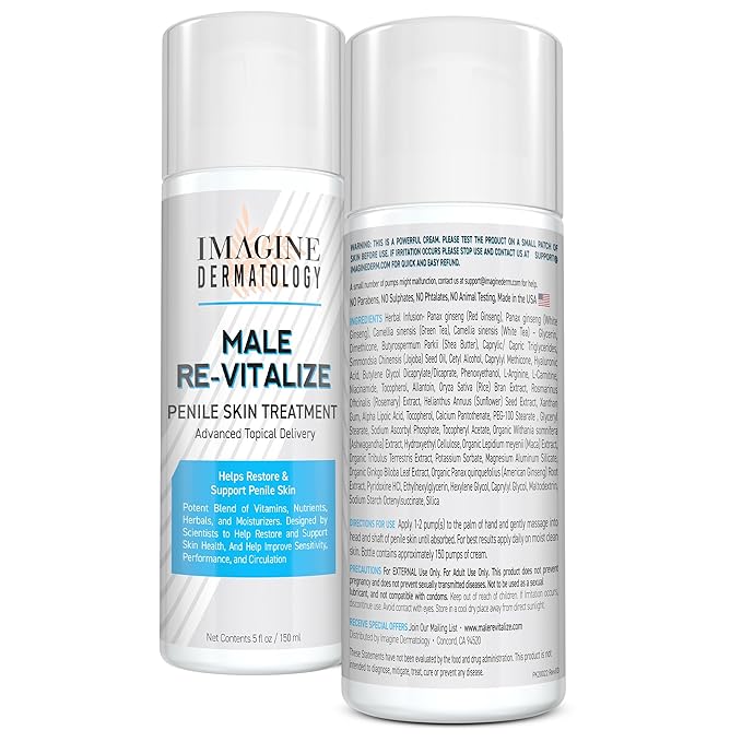 Male Re-Vitalize Original Penile Health Cream for Men - Relieve, Restore and Support Skin - Moisturizer Penile Lotion - Large Value Size (5fl oz/150ml)