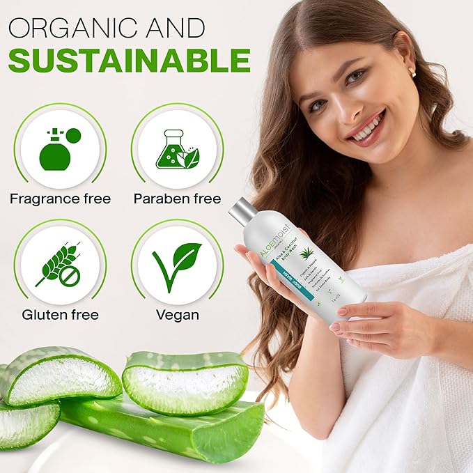 All Natural Body Wash for Women, Men, Kids: Huge 16 oz. Non Toxic Organic Shower Gel Moisturizing Sensitive Skin Body Wash, Clean Vegan Ingredients Aloe Vera, Coconut, Honey, Vitamin E, Fragrance Free