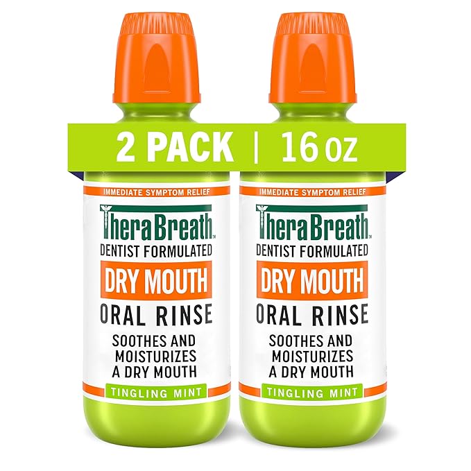 TheraBreath Dry Mouth Oral Rinse, Tingling Mint, Dentist Formulated, 16 Fl Oz (2-Pack) & Dry Mouth Dentist Formulated Sugar-Free Lozenges, Mandarin Mint, 24 Count