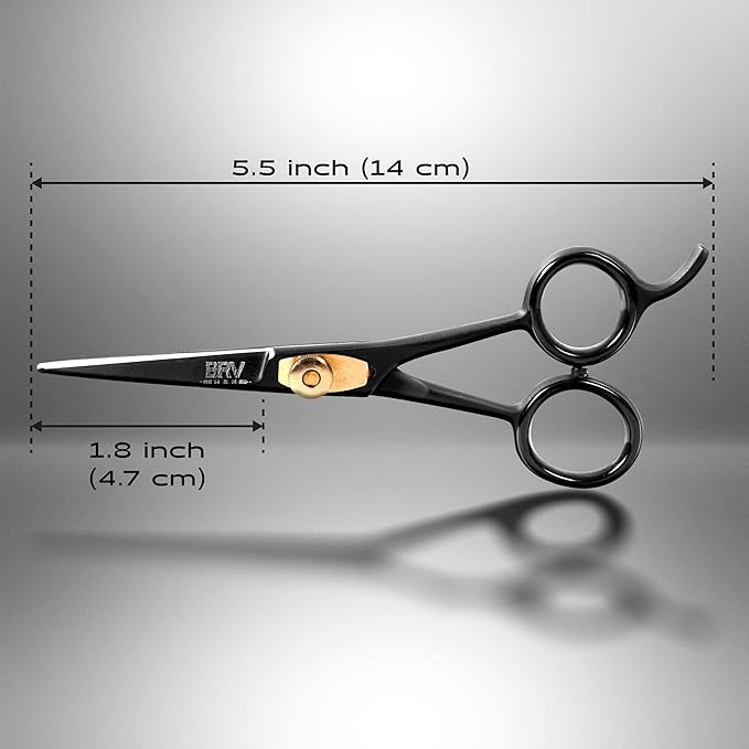 BRV MEN Razor Sharp Beard & Mustache Scissors - 5" - High Carbon Stainless Steel - Facial Hair Trimming Shears - RIGHT HANDED, Black