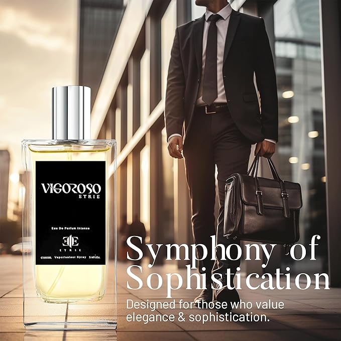 Vigoroso Men's Cologne Eau De Parfum 3.4 Fl Oz - Bold & Energizing Scent - Long-Lasting Fragrance for Men