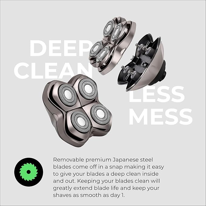Skull Shaver Forte PRO 4 Head Replacement Blade - Shaver Blade for Wet & Dry Shaving - Rotary Heads Design - Japanese Stainless Steel - Compatible with Pitbull, Palm & Butterfly Kiss Shavers