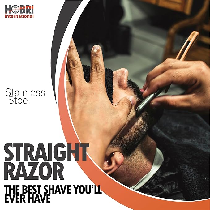 Premium Barber Straight Edge Razor with 10 Blades Men's Manual Shaver Salon Quality Razor (Wooden)