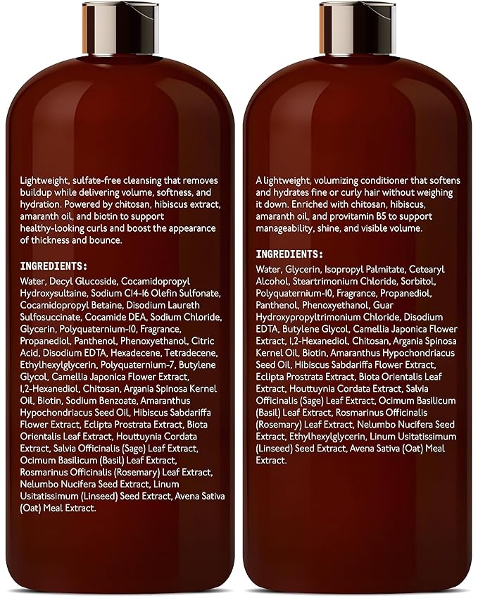 DEL SUR Curly Hair Shampoo and Conditioner Set | 16 fl oz Each | with Camellia Japonica, Hibiscus & Amaranth Oil | Curl Defining, Volume & Hydration for Curly & Wavy Hair