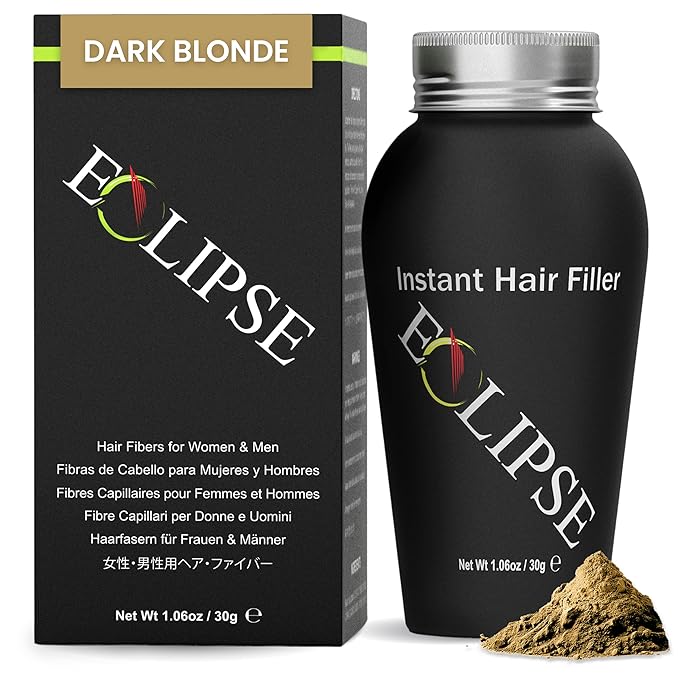 ECLIPSE Hair Fibers Dark Blonde for Thinning Hair for Women & Men to Conceal Hair Loss in 15 Seconds - 100% Undetectable Hair Building Fibers, 30g