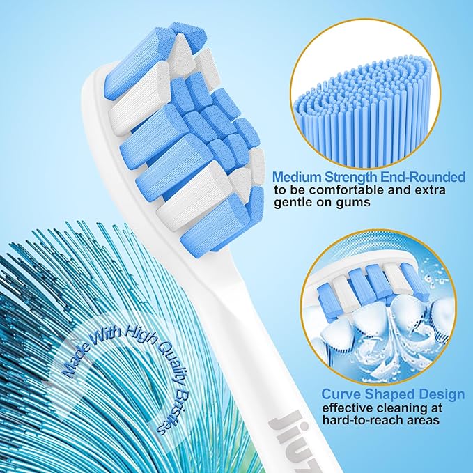 Replacement Toothbrush Heads Compatible with Philips Sonicare, Brush Heads for Sonicare C2 Plaque Control Protective Clean 4100 5100 6100 Electric Toothbrush Blue, 4-Pack