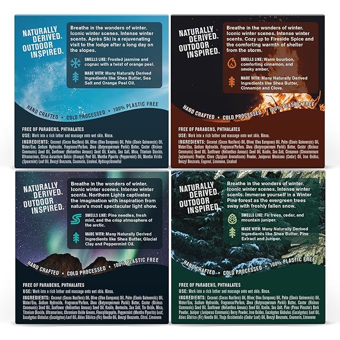 Every Man Jack Cold Processed Mens Bar Soap Variety Gift Set - Invigorating Winter Scents - Deeply Cleans, Hydrates with Naturally Derived Ingredients - 5 ounce (pack of 4)