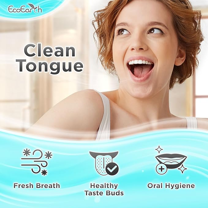 Tongue Scraper for Adults - 3 Pcs Metal Tongue Cleaner with Translucent Storage Case - Tough Stainless Steel Mouth Scrubber for Fresh Breath & Oral Hygiene - by EcoEarth
