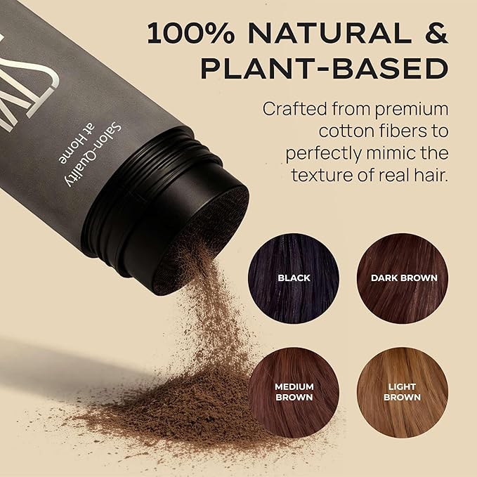 Style Edit Hair Building Fibers for Thinning Hair | Conceals Receding Hairlines, Fine Hair & Bald Spots for Fuller looking hair, 100% Plant-Based Thickening Powder for Men & Women, Medium Brown 0.88oz