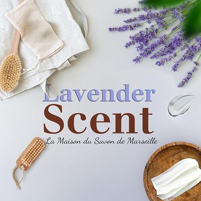 Exfoliating Lavender Soap Bars 3xPack – Enriched With Organic Shea Butter - 97% Natural Ingredients - Traditionally Made - French Milled in Provence - Gentle For Skin – 3x8.8 oz - La Maison Du Savon