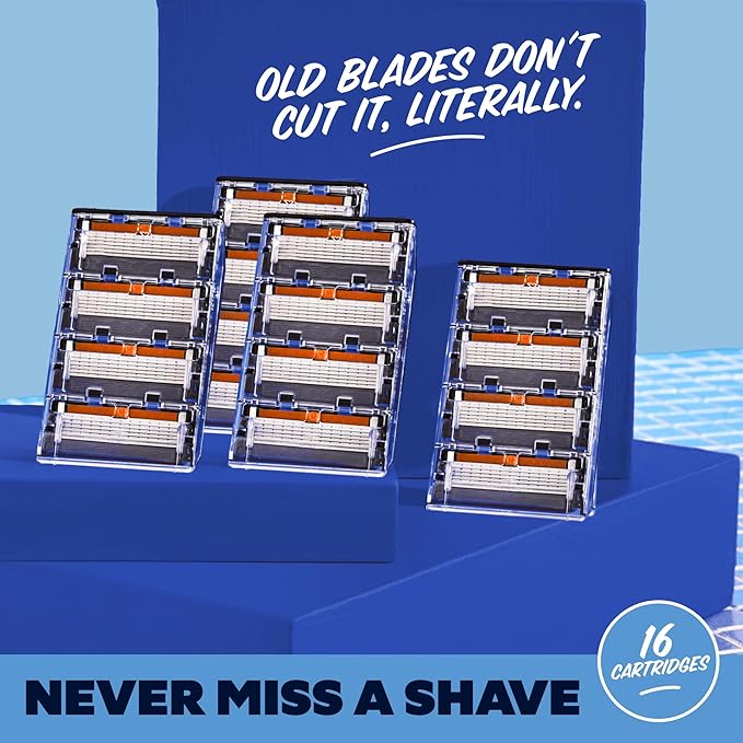 Dollar Shave Club | 6 Blade Razor Refills (16 Pack) | 6 Stainless Steel Blades for a Close & Comfortable Shave