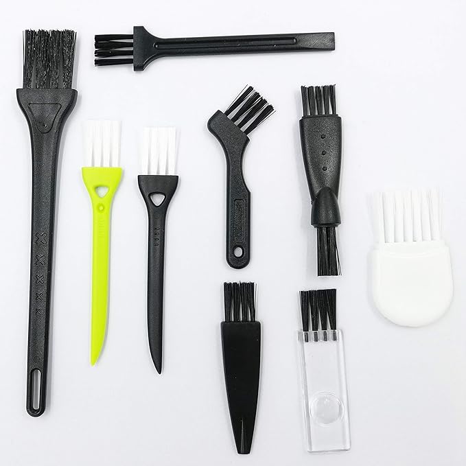 Electric Shaver Cleaning Brushes Razor Cleaner Set Nylon Bristles PP Handle Compatible with Electric Shaver, Trimmer - Set of 9, Man’s Small Brush kit, Razor Cleaner