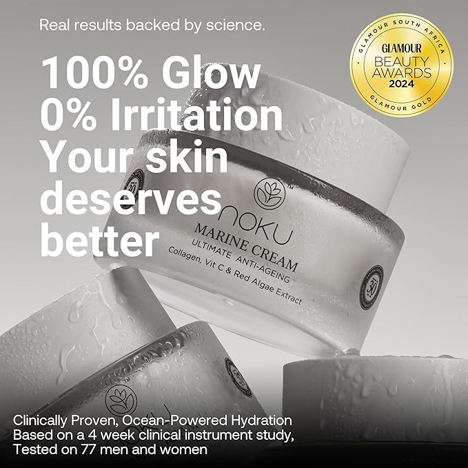Noku Marine Cream – EWG VERIFIED UltraHydrating Anti-Aging Moisturizer for Men & Women with Red Algae, Vegan Collagen & Argireline Peptides | 50 ml | Vegan, Cruelty-Free, Award-Winning Formula