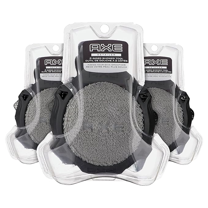 AXE Modern Shower Tool Skin Cleanser for Smoother Skin Detailer Exfoliates and Gently Cleanses One Size 3 Count, Black