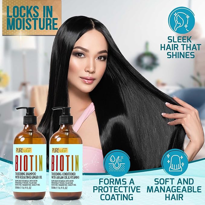 Biotin Shampoo and Conditioner Set and Biotin Hair Thickening Serum for Men and Women