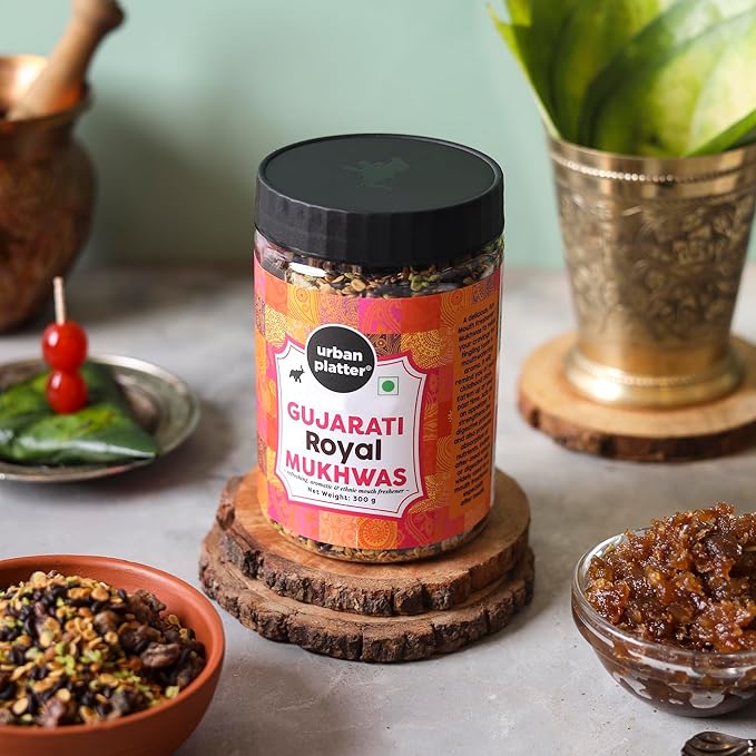 Urban Platter Gujarati Royal Mukhwas | 10.58 Oz (300g) | Traditional Indian Mouth Freshener | Sweet & Refreshing Fennel Mix | Digestive After-Meal Refresher | All-Natural, Vegan, Aromatic