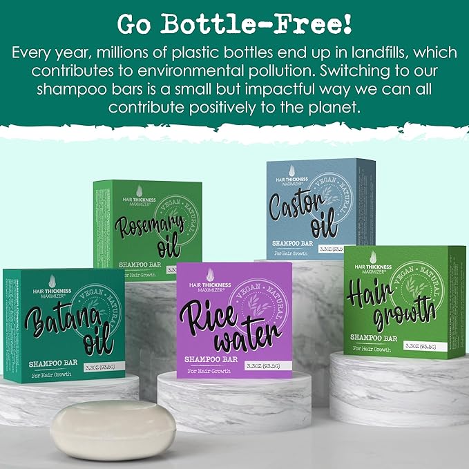 Hair Thickness Maximizer Batana Oil for Hair Growth Shampoo Bar - Eco-Friendly, No Harsh Chemicals, Color Safe, pH Balanced - Solid Shampoo Bar Equal to 3 Liquid Bottles - Zero Plastic, USA Made