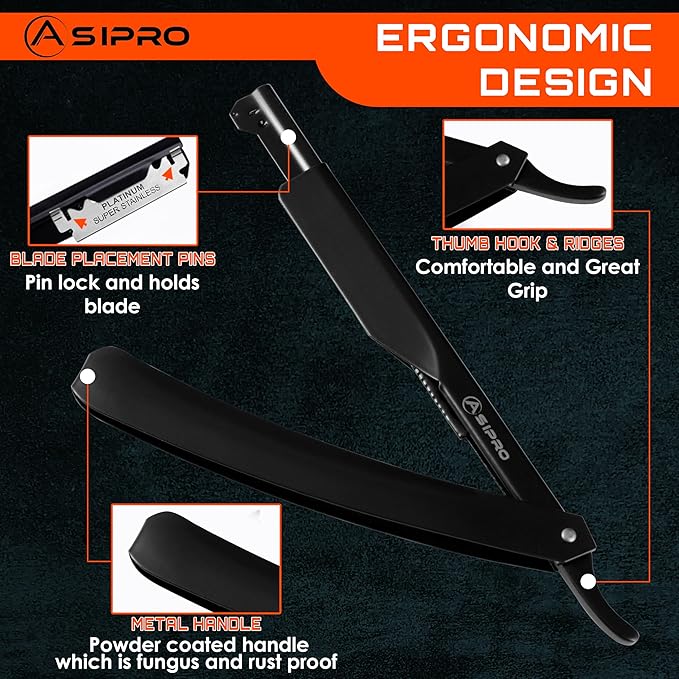Straight Razors for Men with 20 Straight Edge Razor Blade & Case, Mens Straight Razor for Shaving Navajas Para Barbero Barber Razors for Mens, Straight Razors for Men Kit Beard Razor