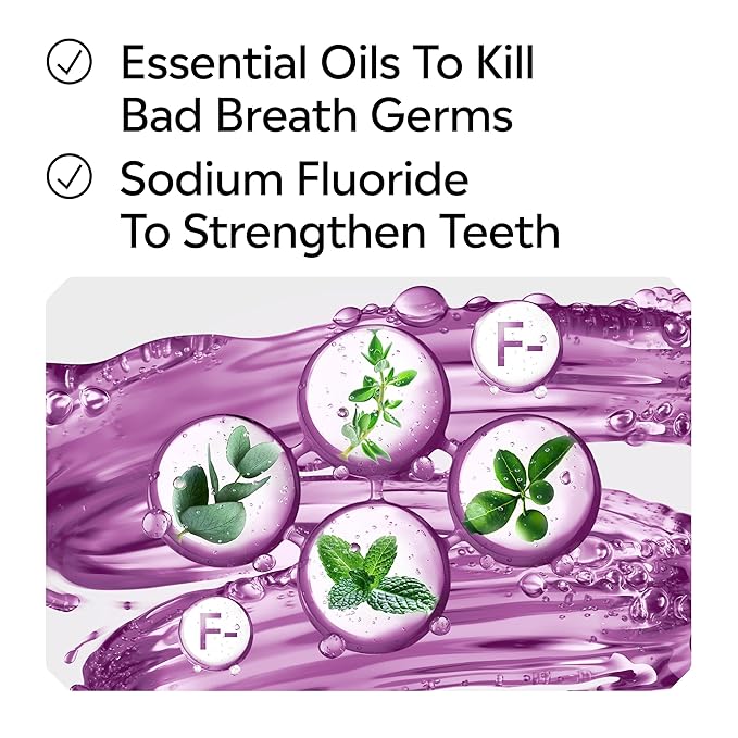 Listerine Total Care Intense Anticavity Fluoride Mouthwash, 6 Benefits in 1 Oral Rinse Helps Kill 99% of Bad Breath Germs, Prevents Cavities, Provides 360 Clean*, ADA-Accepted, Intense Mint, 1 L