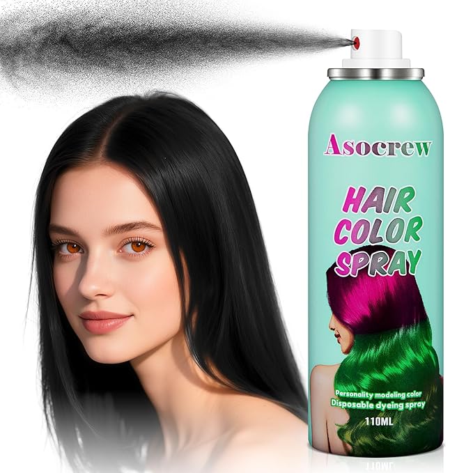Black Hair Spray,Hair Color Spray Dye,Grey Temporary Hair Color Dye for Kids Women Men,Hairspray Color Pomades,Washable Color HairSpray for Party, Cosplay,Halloween,Christmas. (Black)