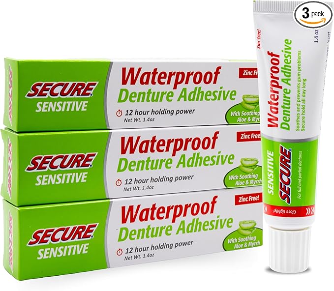 Secure Denture Adhesive, sensitive, 1.4 oz (3 pack)