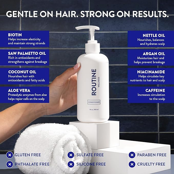 Routine Wellness Anti-Thinning Deep Conditioner for Thinning Hair - DHT Blocker for Hair Loss in Men & Women - Promotes Healthy Hair -Lavender & Lily 14oz