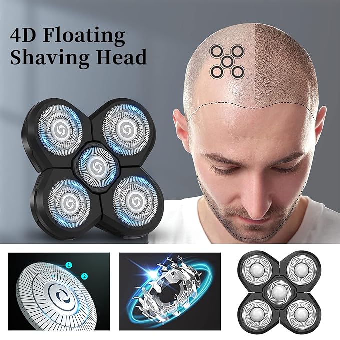 Roziapro Replacement Shaver Head Blade Cutters 5D Floating Shaving Waterproof Electric Razor (Gold & Grey)