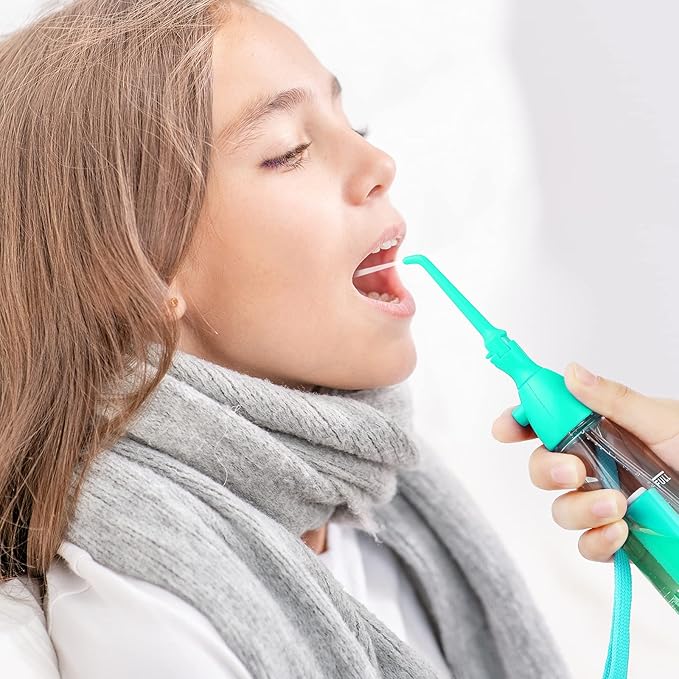Water Dental Flosser for Teeth Oral Irrigator Water Teeth Cleaner Non Electric Portable Affordable Oral Irrigator Cordless Manual Air Pressure Simple Operation for Home and Travel