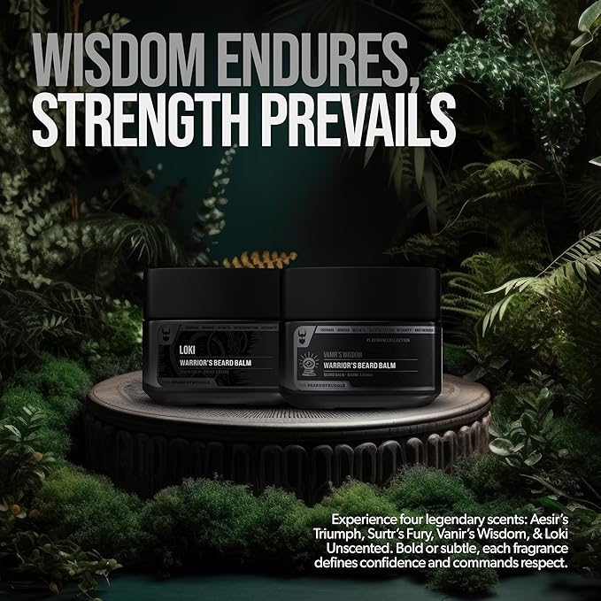 The Beard Struggle Warrior’s Beard Balm - Gold Collection, Asgardian Secret - Non-Greasy Low-Hold Formula, Luxurious Cologne-Grade Fragrances 100% Natural and Plant-Based Ingredients - 50g