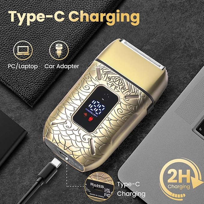 Foil Shavers for Men, Electric Razor with Triple Blades, LED Display, Cordless Rechargeable Shavers for Men, Men's Foil Shaver for Close Shave, Dry & Wet Shave