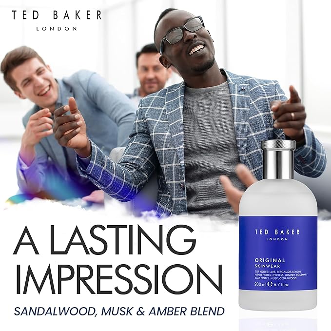 Ted Baker Original Skinwear Eau de Toilette for Men Woody Aromatic Fragrance with Lime, Bergamot, Sandalwood & Amber, Citrus, Refreshing, Mens Cologne Spray For Him 6.7 fl oz