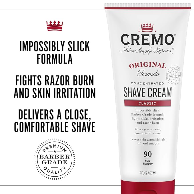 Cremo Astonishingly Superior Razor Refills, (4 Pack) & Barber Grade Original Shave Cream, Astonishingly Superior Ultra-Slick Shaving Cream for Men, Fights Nicks, Cuts and Razor Burn, 6 Fl Oz