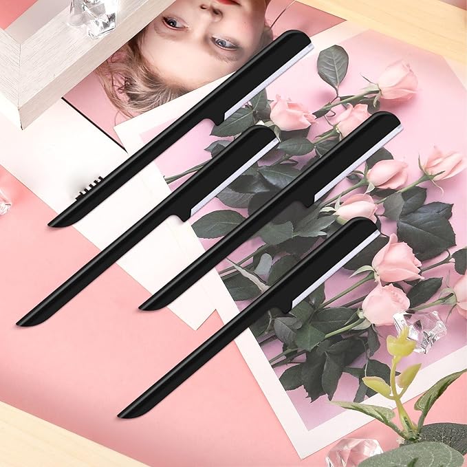 10 Pieces Eyebrow Razor for Women Facial Shaver Razor Brow Shaper Eyebrow Trimmer Dermaplaner Shaping Tool with Cover (Black)