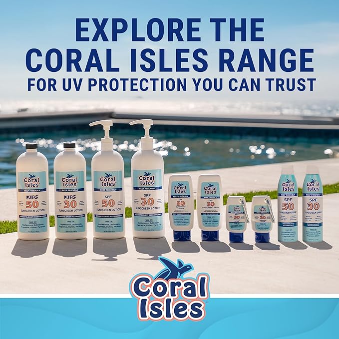 Coral Isles Sunscreen Spray SPF 50 - Hawaii Compliant - Oxybenzone & Octinoxate Free - Broad Spectrum - Water Resistant, 6 Fl Oz (Pack of 3)