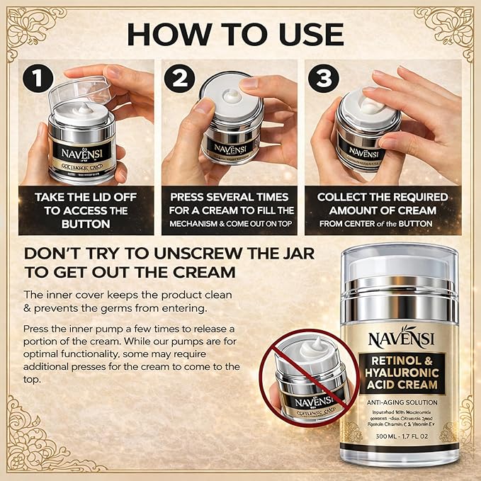 Retinol Cream For Face 50ml | Retinol Anti Aging Face Cream With Vitamin C & Hyaluronic Acid moisturizer Smooths Wrinkles, Fine Lines & Dark Spots | Deep Hydrating & Firming Skin Care