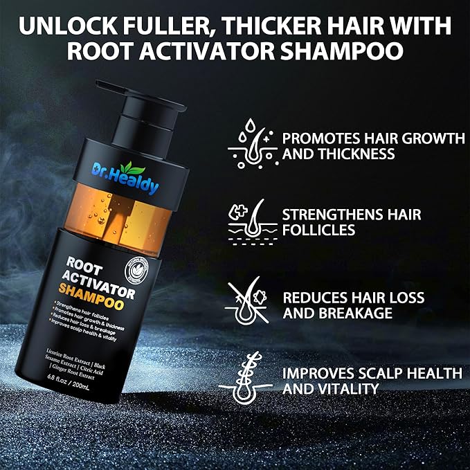 Root Activator Shampoo for Hair Growth,Anti-Hair Loss, Natural Formula for Men and Women,Sulfate Free-6.8 fl oz / 200 mL