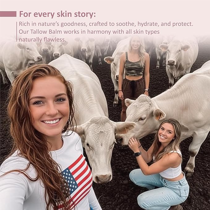 Grass-Fed Beef Tallow Balm with Raw Honey - US Handmade Tallow Moisturizing balm for All Type of Skin & Body - Organic Beef Tallow moisturizer (2.1 oz Rose Scent)