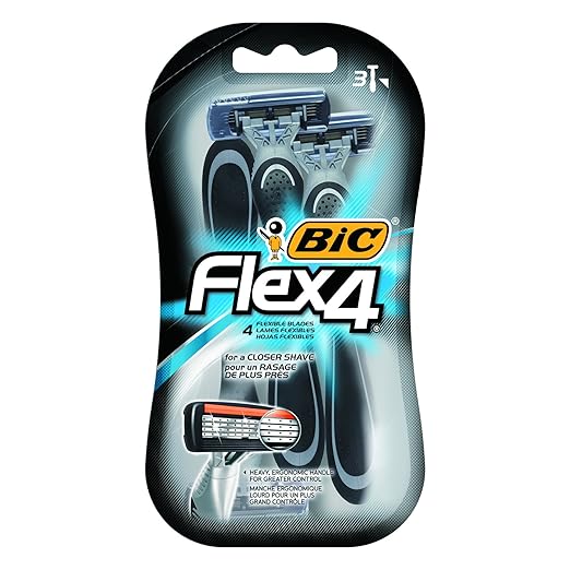 BIC S4FMP32 Gray/Black Flex 4 Disposable Men's Razor, 4 Blades (Pack of 4)
