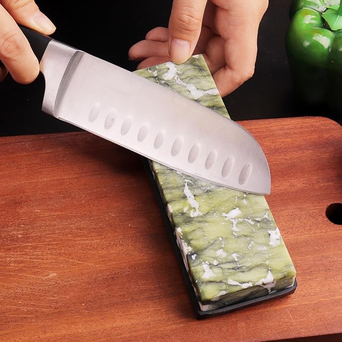 10000# Sharpening Stone,Ultra Fine Polishing Mirror Edge Stone with Non-slip Base Natural Green Whetstone for Knives Tools,Cutting Tools (5.9x1.97x0.79Inch)